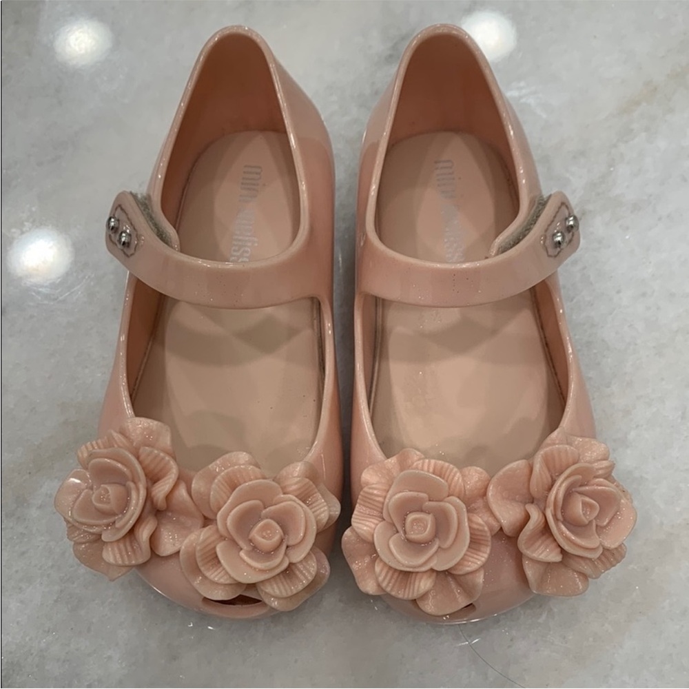 Mini Melissa Blush Floral Mary Jane Shoes